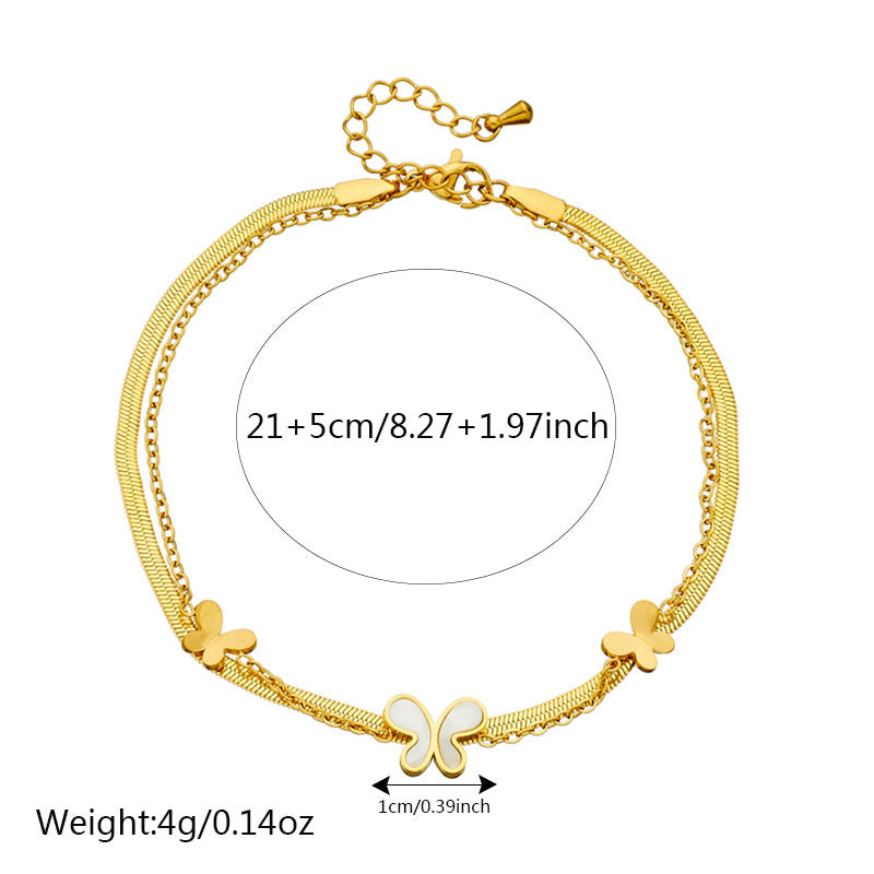Minimalist Fashionable Stainless Steel Butterfly Flower Anklet