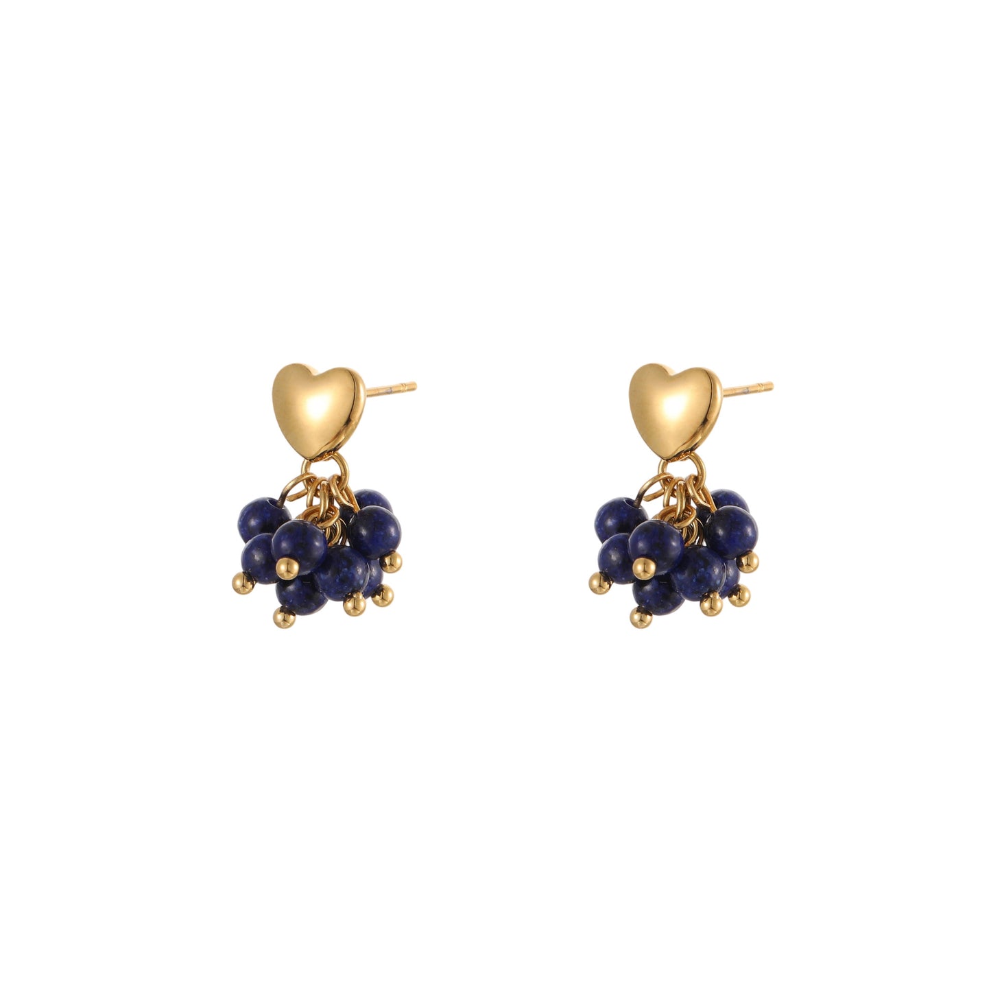 Vintage-Inspired Minimalist Stainless Steel Beaded Earrings with Heart and Geometric Shapes Electroplated for Women