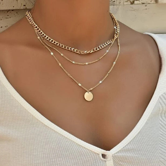 Collana girocollo da donna punk geometrica in metallo con finitura placcata e stile delicato