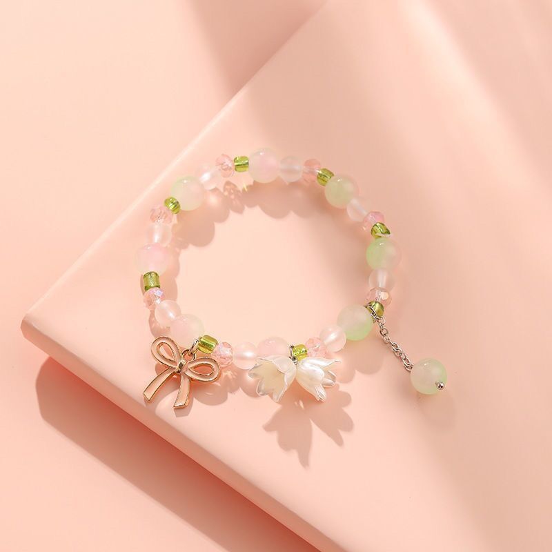Bracciale in Vetro Dolce Floreale da Ragazza in Stile Principessa con Lavorazione Artigianale