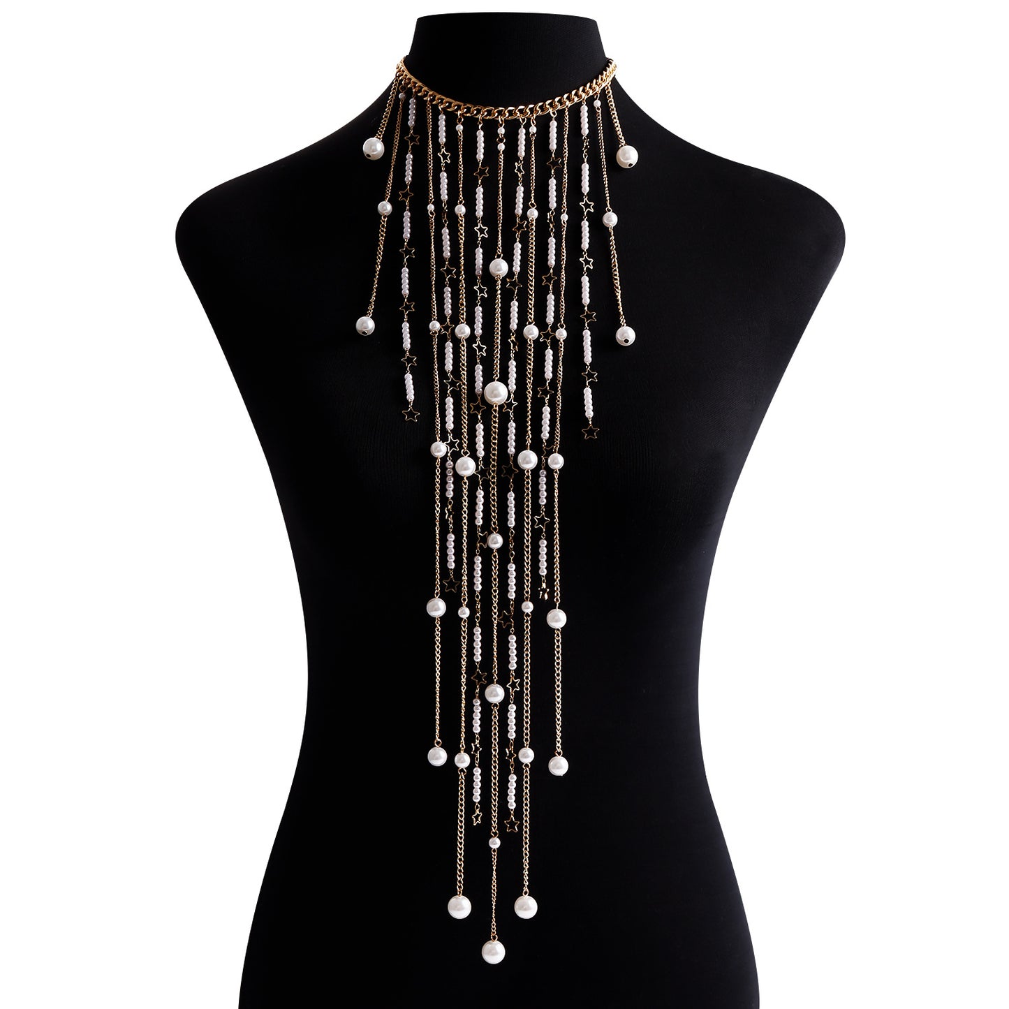 Punk Casual Faux Pearl Tassel Body Chain for Women