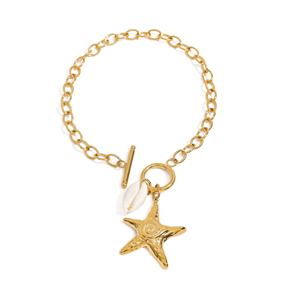 Luxury Casual Stainless Steel and Titanium Steel Bracelet with Marine Life Pattern for Women
