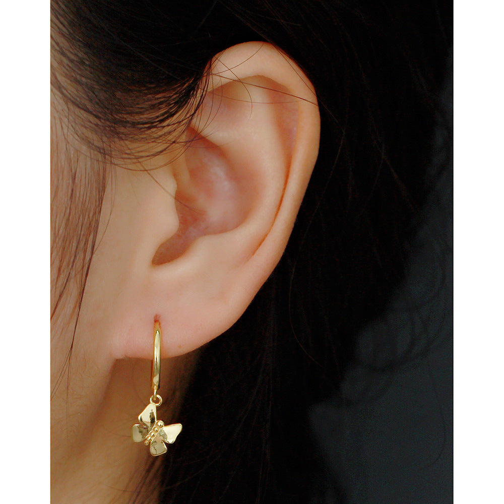 Minimalist Sweet 925 Sterling Silver Butterfly Earrings for Women
