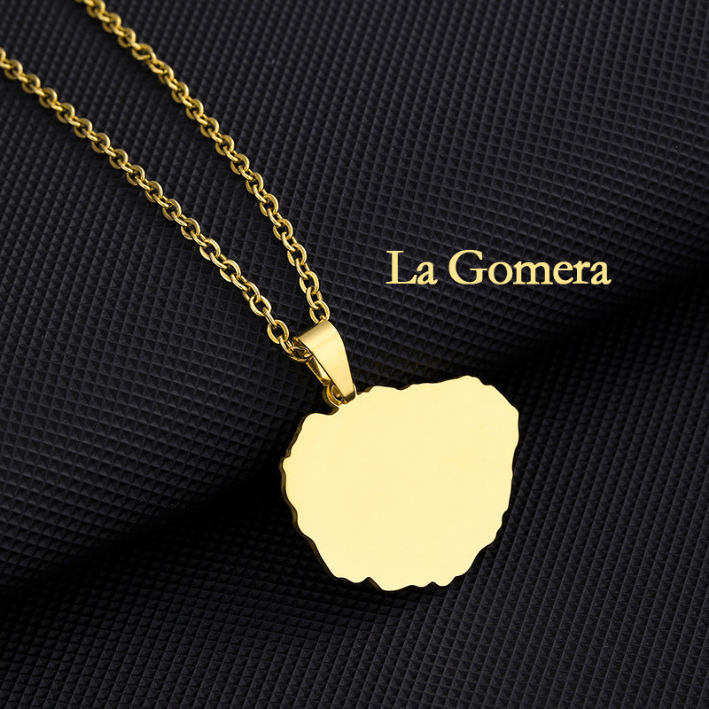 Collar con colgante geométrico de acero inoxidable con dije de acero de titanio y acabado galvanizado para uso unisex