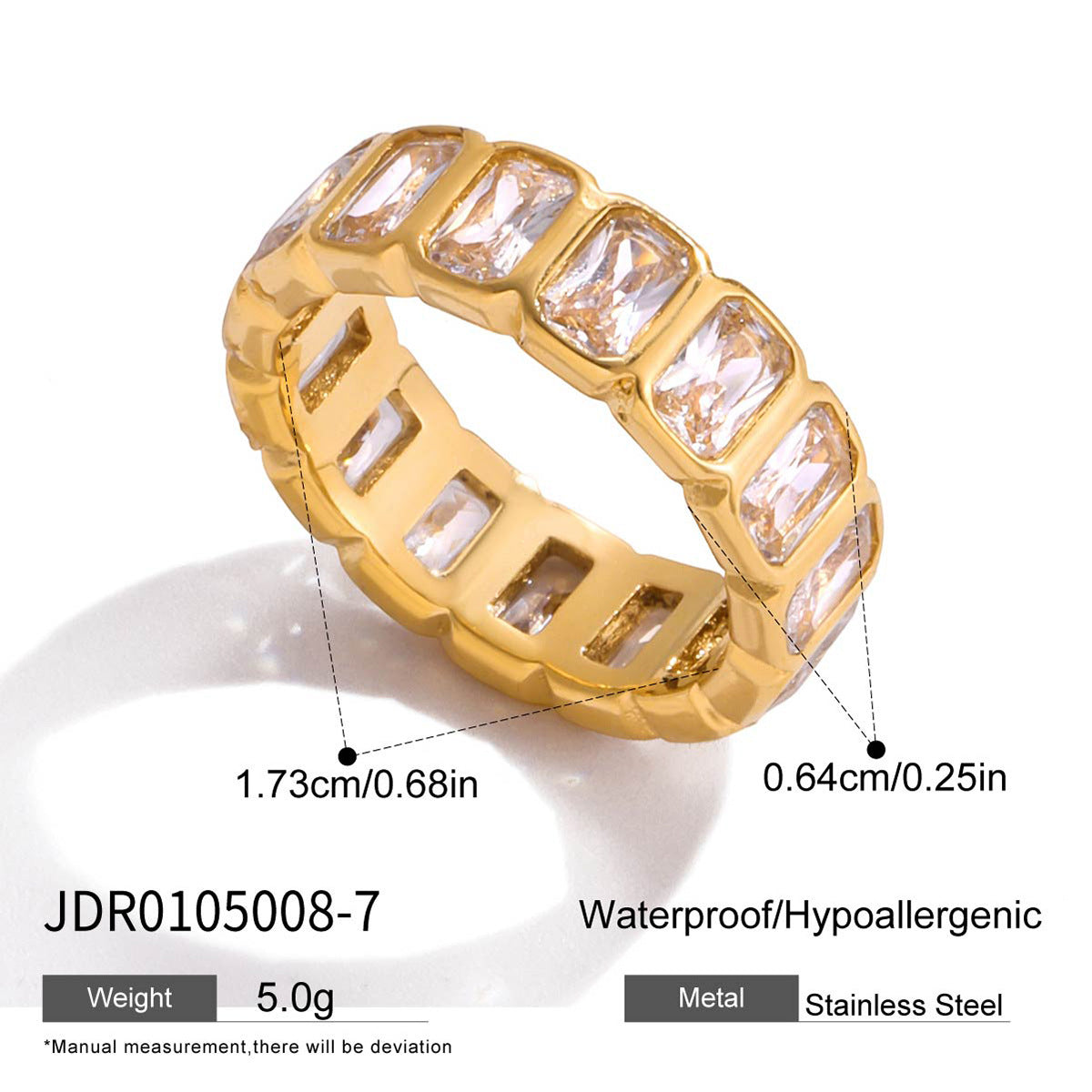 Elegant Geometric Heart Stainless Steel PVD Gold Plated Cubic Zirconia Ring for Women