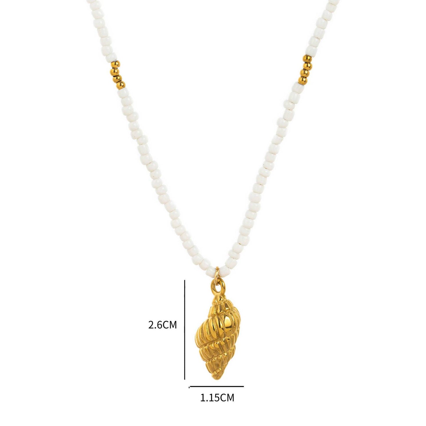Collar Minimalista de Concha Marina y Caballito de Mar en Acero Inoxidable con Enchapado al Vacío de Oro de 18K para Uso Unisex