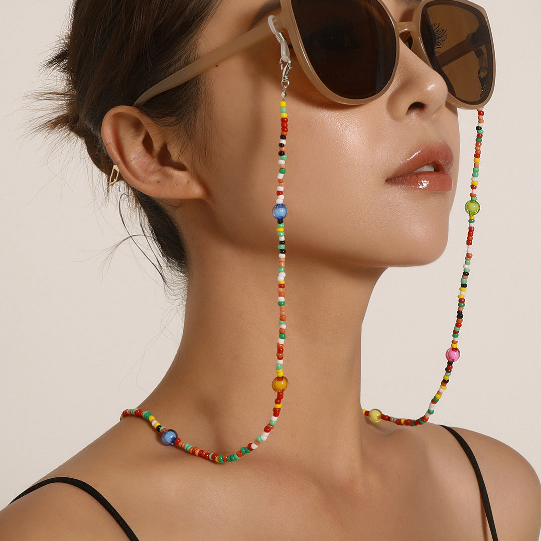 Minimalist Colorful Acrylic Round Bead Eyewear Chain for Women