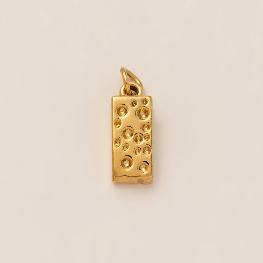 Vintage 18K Gold Plated Stainless Steel Geometric Floral Charm Bar