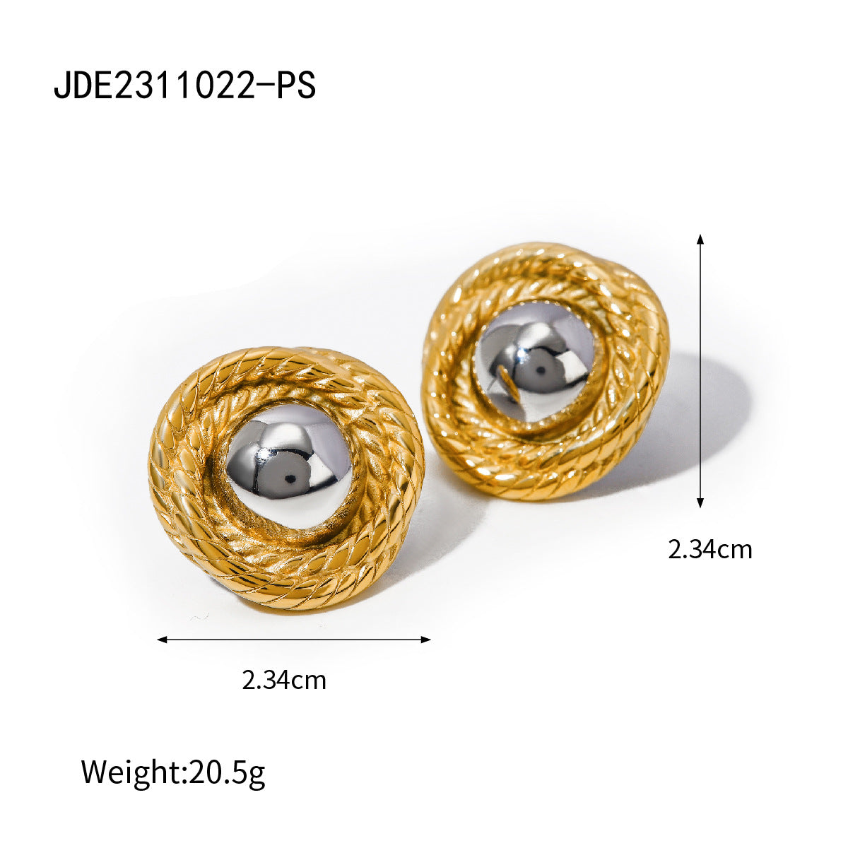 Elegant 18K Gold Plated Geometric Round Stainless Steel Earrings