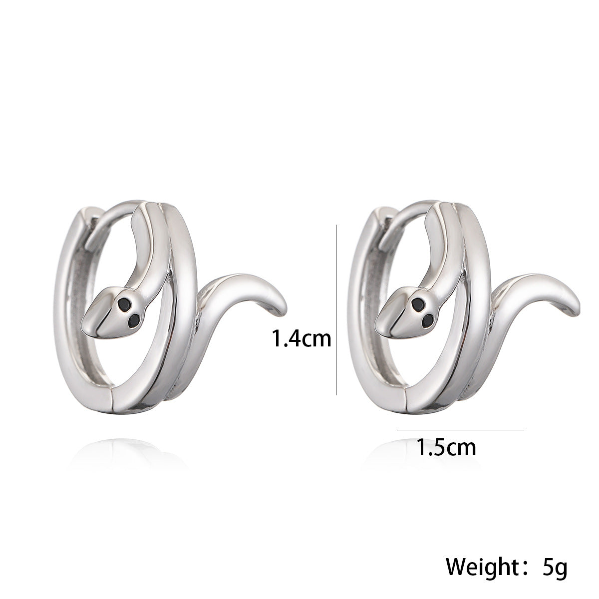 Minimalist Retro Snake-Shaped Hoop Earrings for Women Made of Brass with 18K Gold Plating and Micro-Pavé Detailing