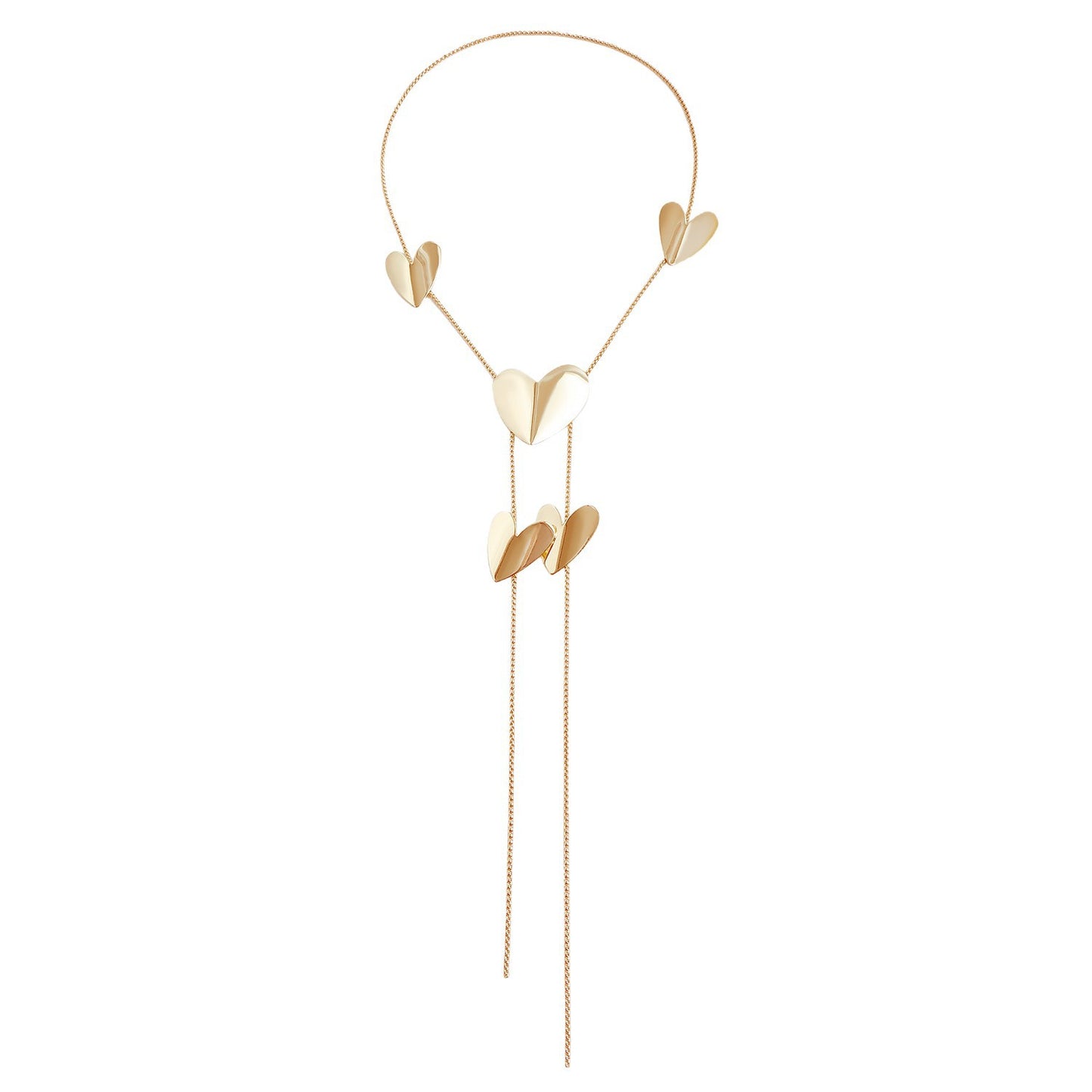 Fashion Minimalist Long Adjustable Heart-Shaped Polished Alloy Pendant Necklace for Women