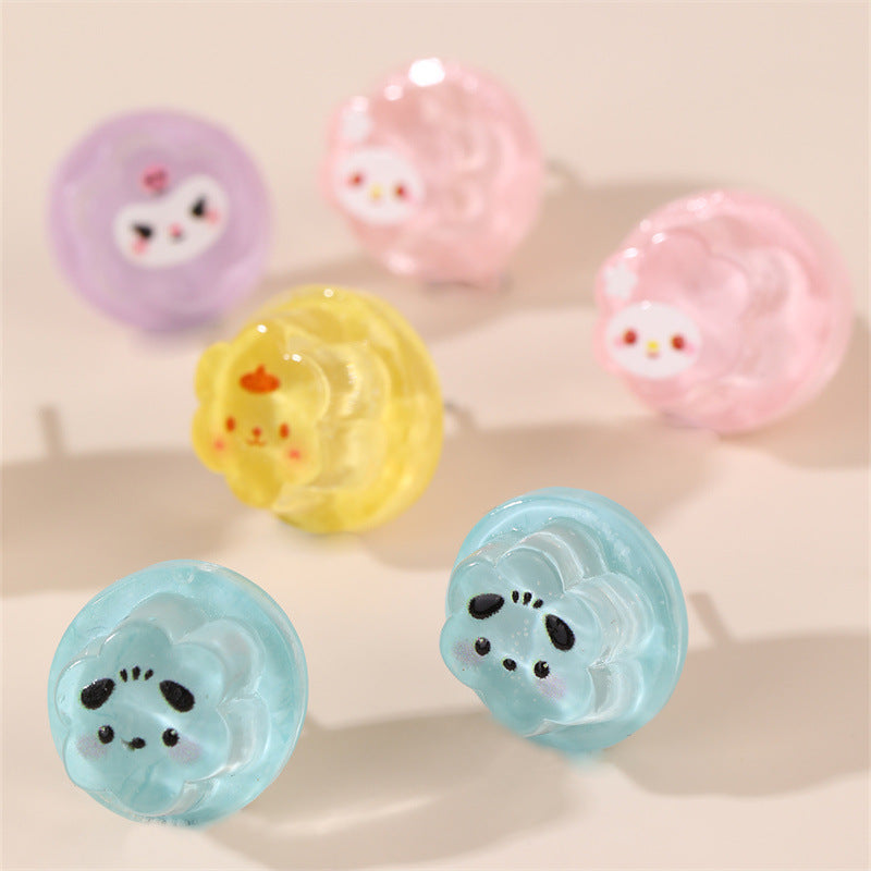 Anello in resina a forma di stella da principessa, con motivo pudding a cartone animato, per bambine
