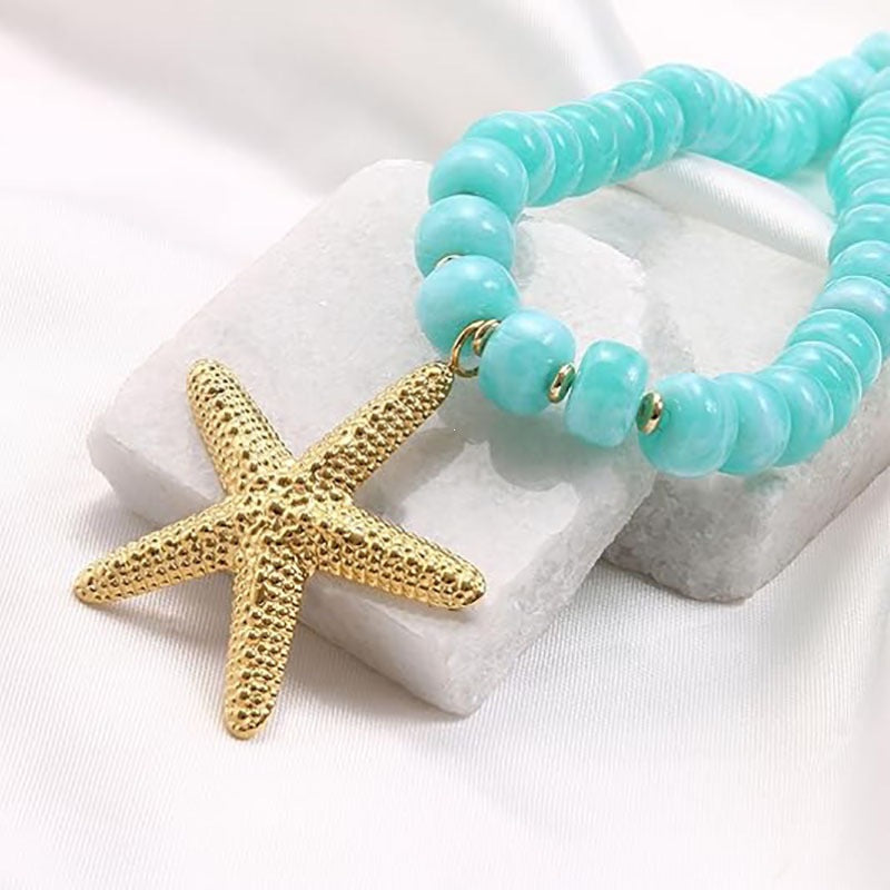 Casual Resin Acrylic Shell Starfish Pendant Necklace for Women