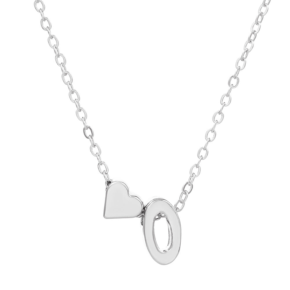 Sweet Heart Letter Alloy Plated Necklace Singapore Chain for Women