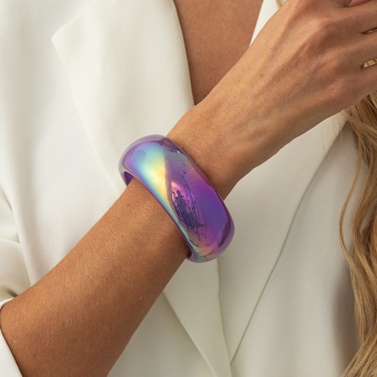 Minimalist Geometric Round Resin Bangle Bracelet