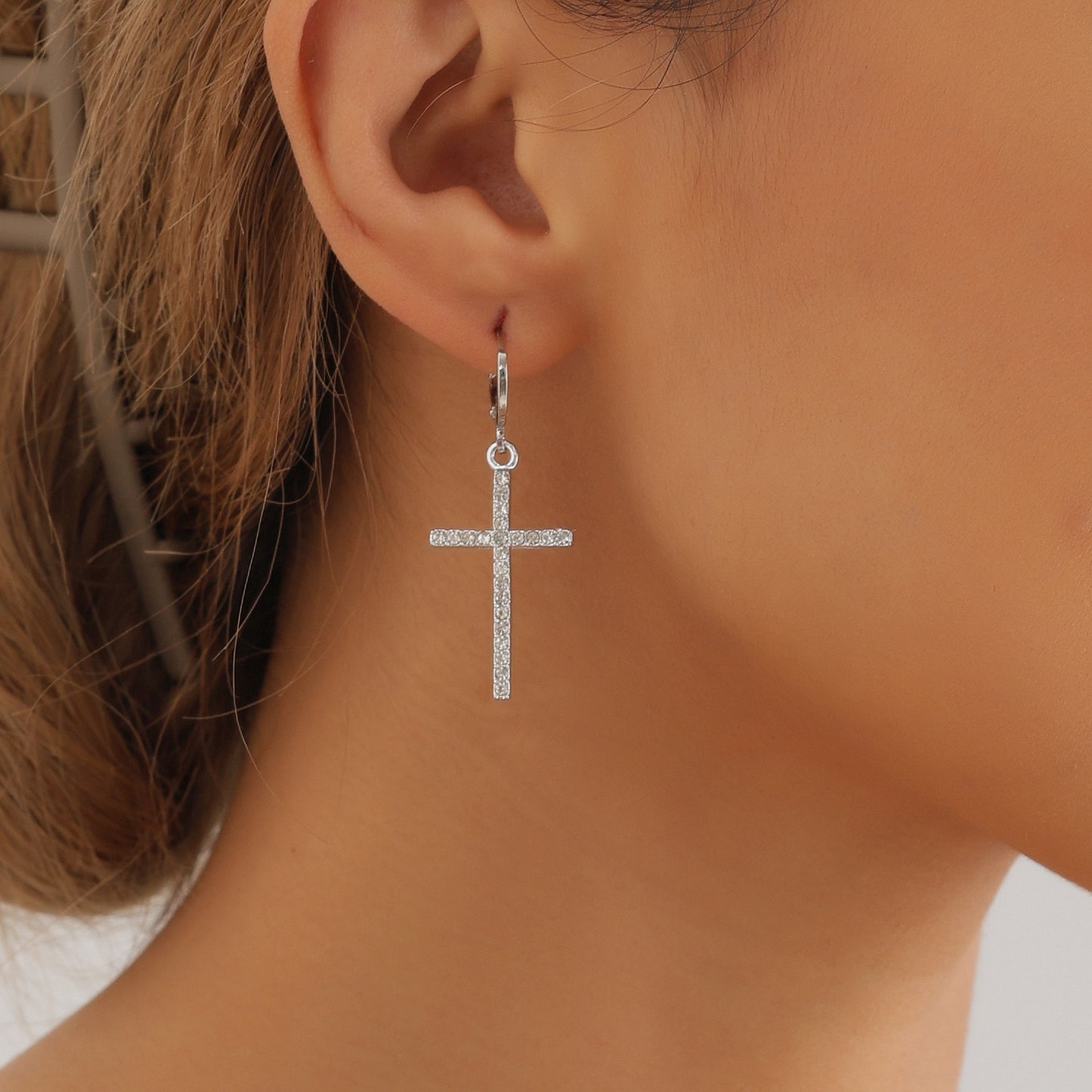 Vintage Geometric Cross Earrings for Women with Plated Metal Finish and Luxe Minimalist Appeal