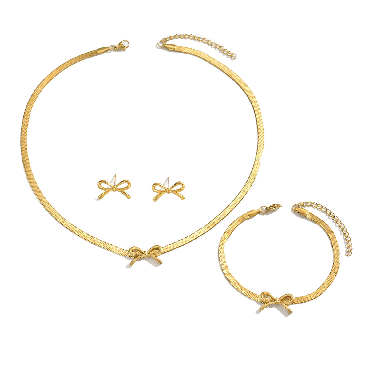 Juego de collar y aretes de diseño de lazo geométrico con baño de cobre para mujer