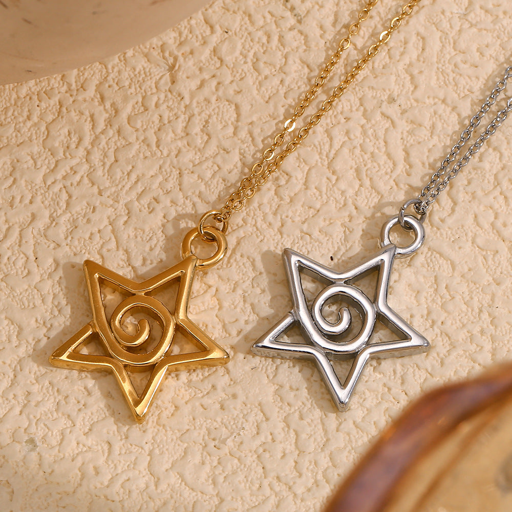 Elegant Business 18K Gold Plated Star Stainless Steel Necklace for Women