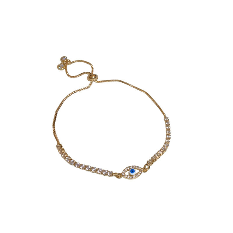 Bracciale da donna in zircone intarsiato, stile lussuoso, geometrico ovale, con base in rame e design elegante e minimalista