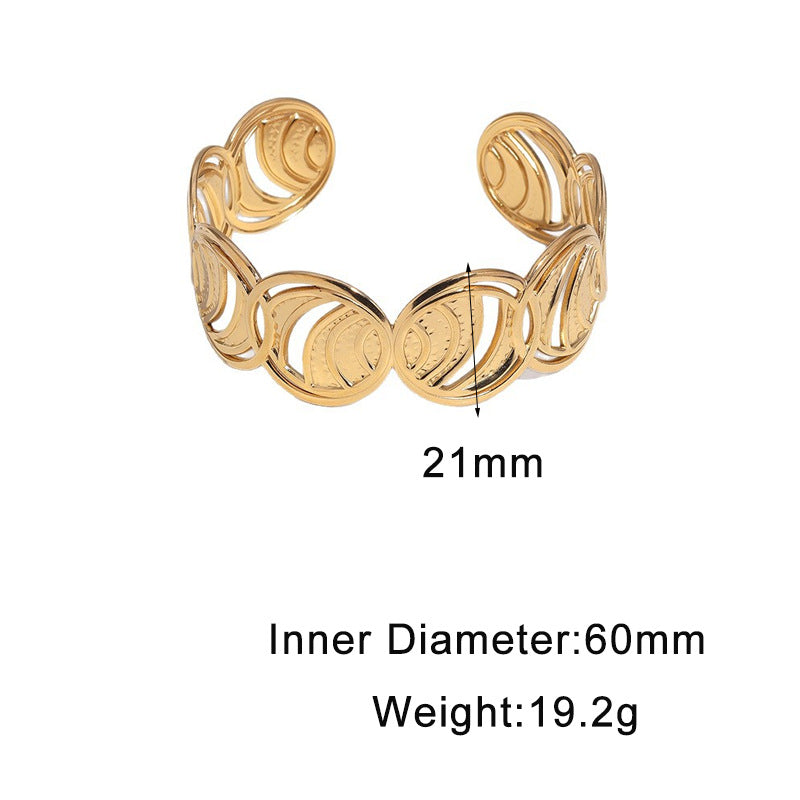 Minimalist Geometric Oval Titanium Steel Bracelet for Women