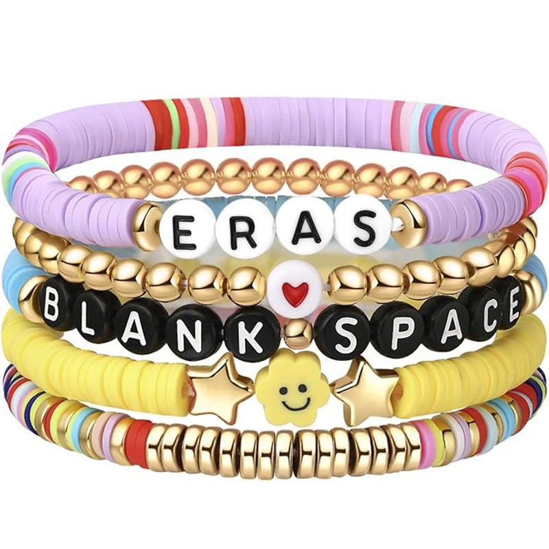 Casual Letter Resin Bracelet Set Unisex