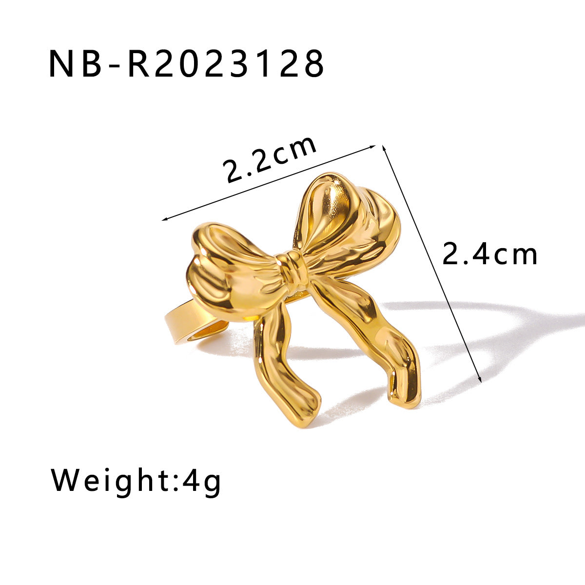 Minimalist Bow-Shaped Stainless Steel Ring with Pearl and Zircon Inlay, Vacuum Plated in 18K Gold Finish, Unisex Fashion Jewelry