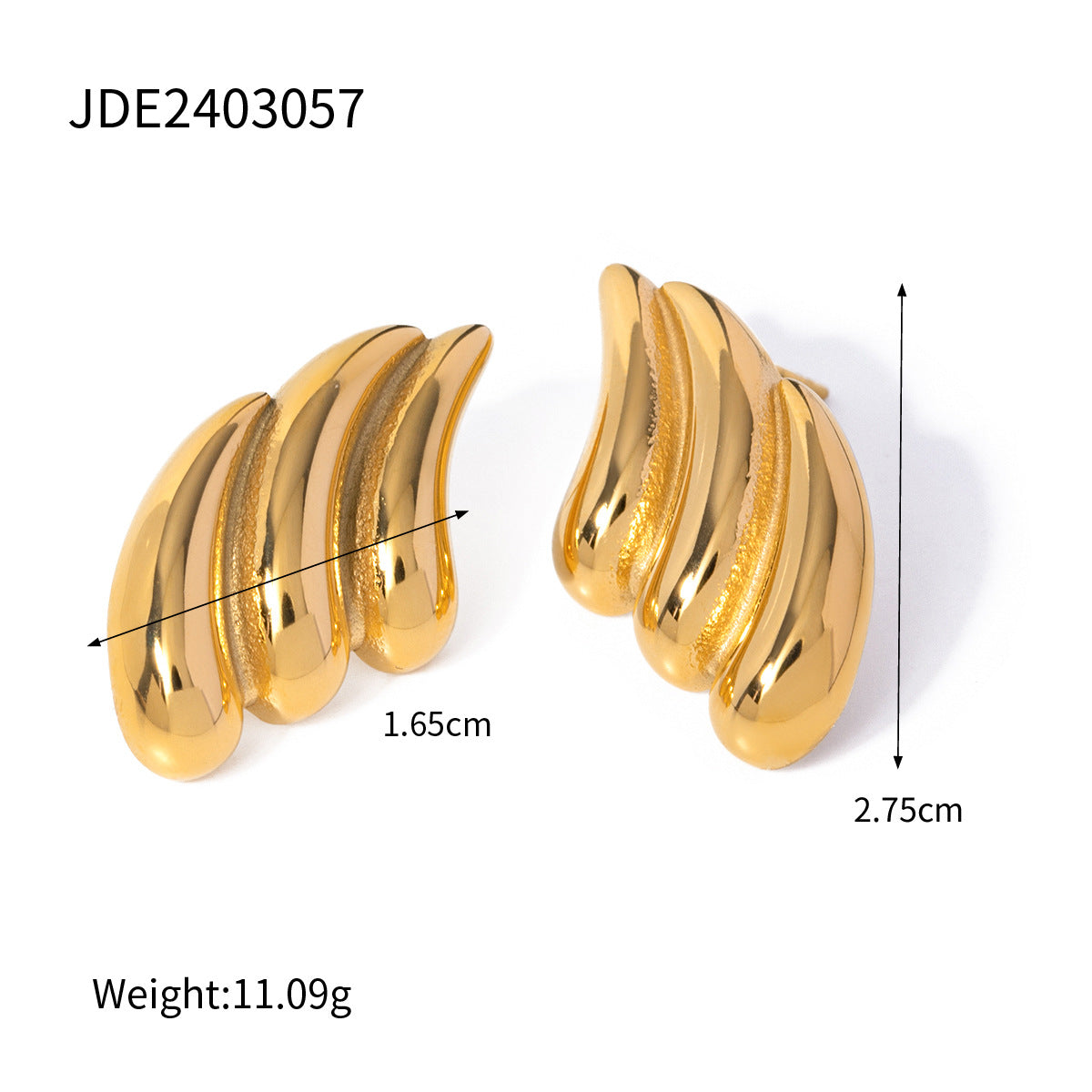 Vintage Minimalist Geometric Stainless Steel Stud Earrings with Polished Wing Design for Women