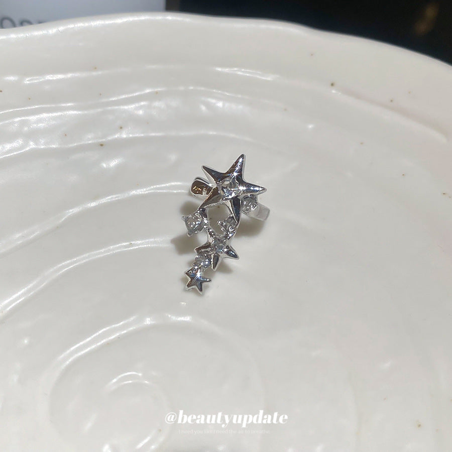 Orecchini a clip con strass a stella minimalisti da donna, senza piercing, alla moda, clip per osso dell'orecchio, gioielli di lusso leggeri e minimalisti