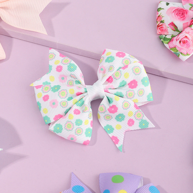 Set di Fermagli per Capelli Fatti a Mano a Forma di Fiocco per Bambini con Fantasie Floreali e Pois in Tessuto Accessori per Capelli Stile Principessa