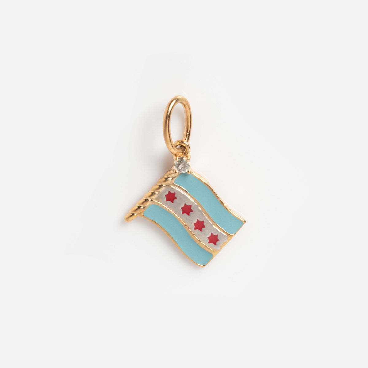 Vintage Stainless Steel Flag Pendant Charm Bar with PVD 18K Gold Plating