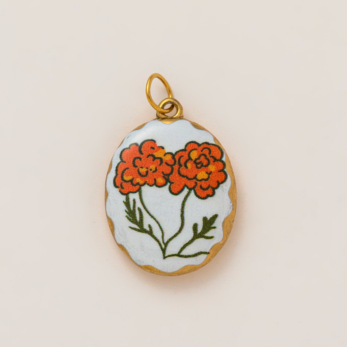 Vintage 18K Gold Plated Stainless Steel Floral Heart Drip Oil Charm Bar