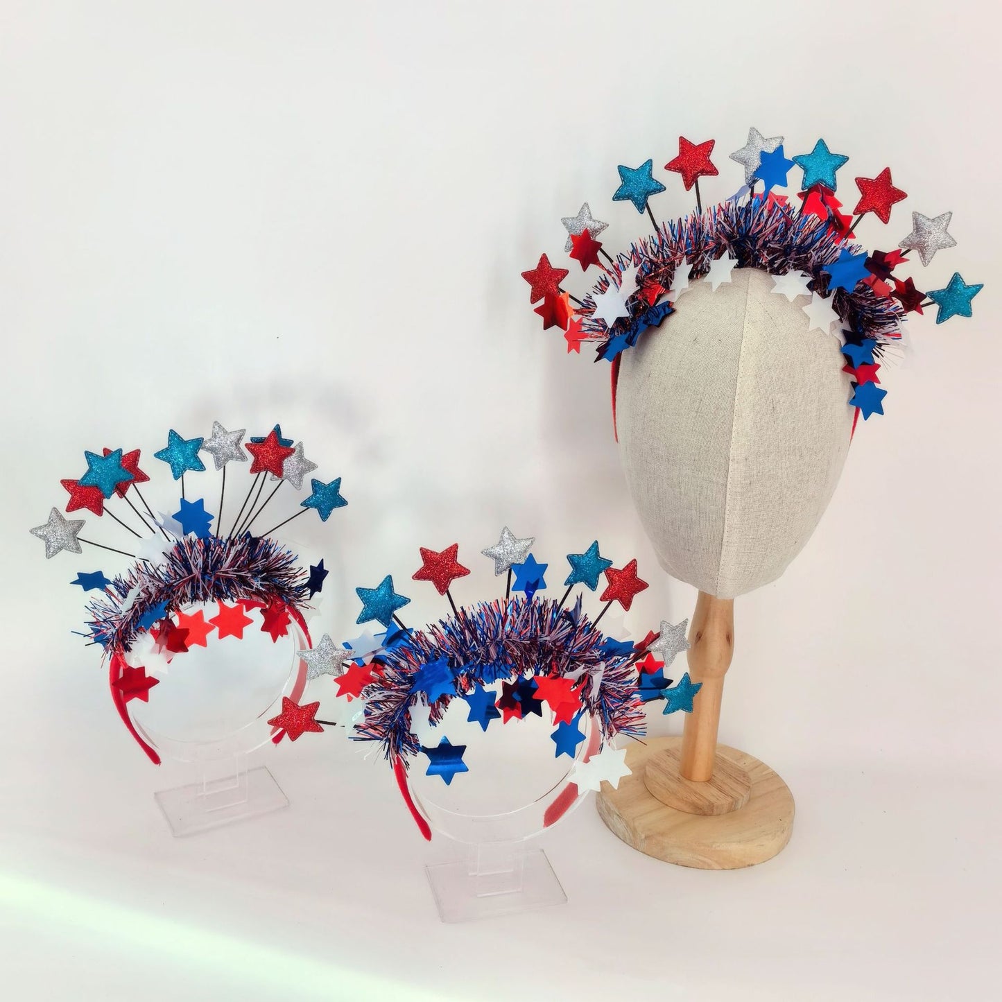 Red White Blue Star Fabric Headband for Independence Day Party Sports Event