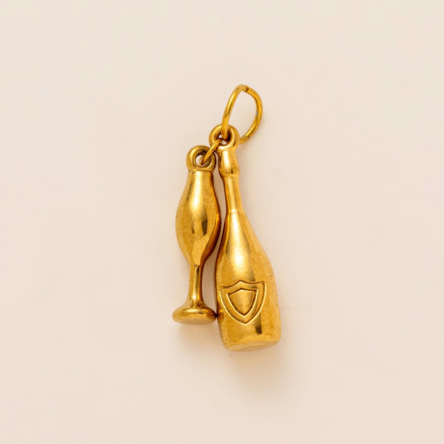 Vintage 18K Gold Plated Stainless Steel Star Charm Bar PVD