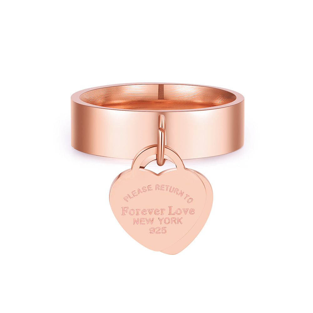 Minimalist Business Heart Titanium Steel Plated Ring for Unisex