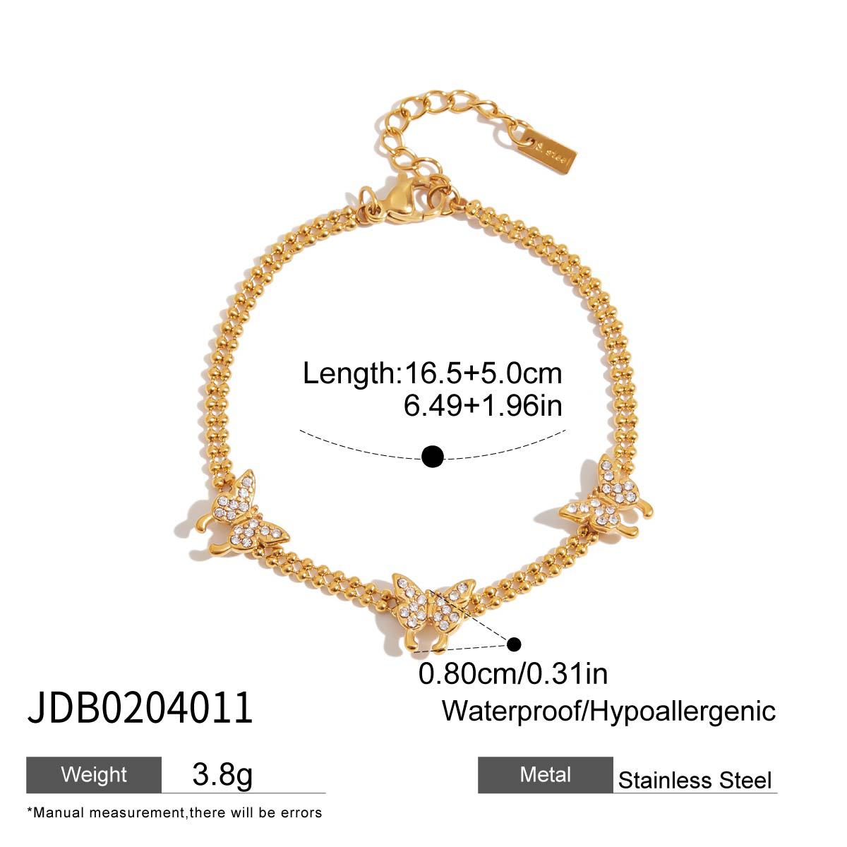 Bracciale da donna placcato in acciaio inossidabile a farfalla geometrica con accenti di strass, gioielli di lusso