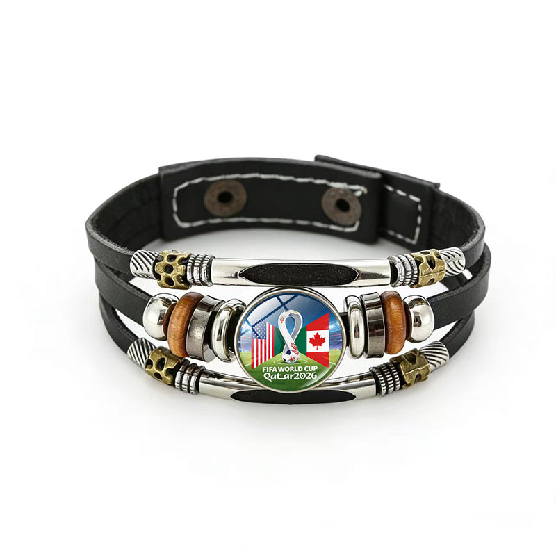 Bracciale in pelle placcato geometrico unisex