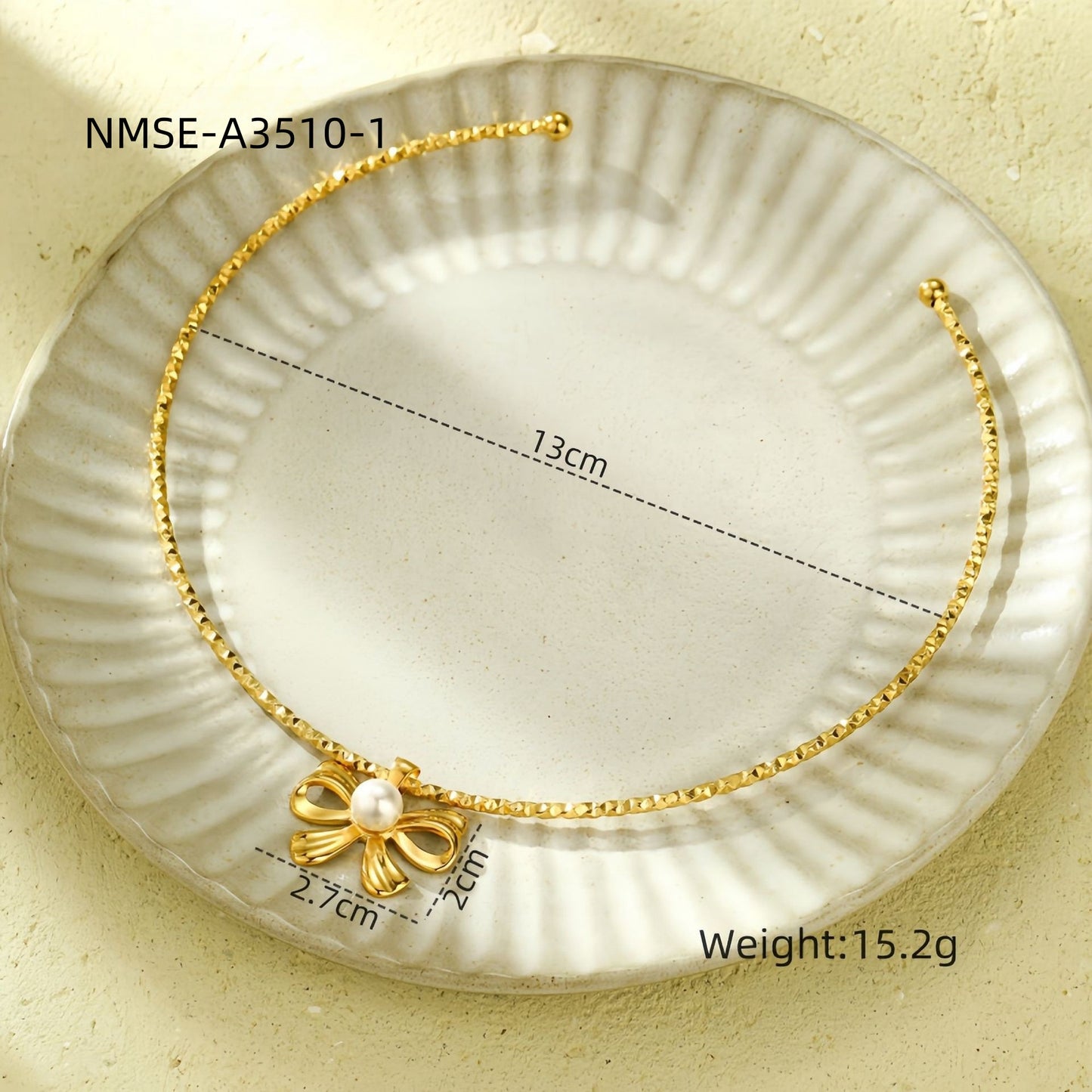 Elegante Collana da Donna in Acciaio al Titanio a Cuore e Fiocco con Finitura Placcata