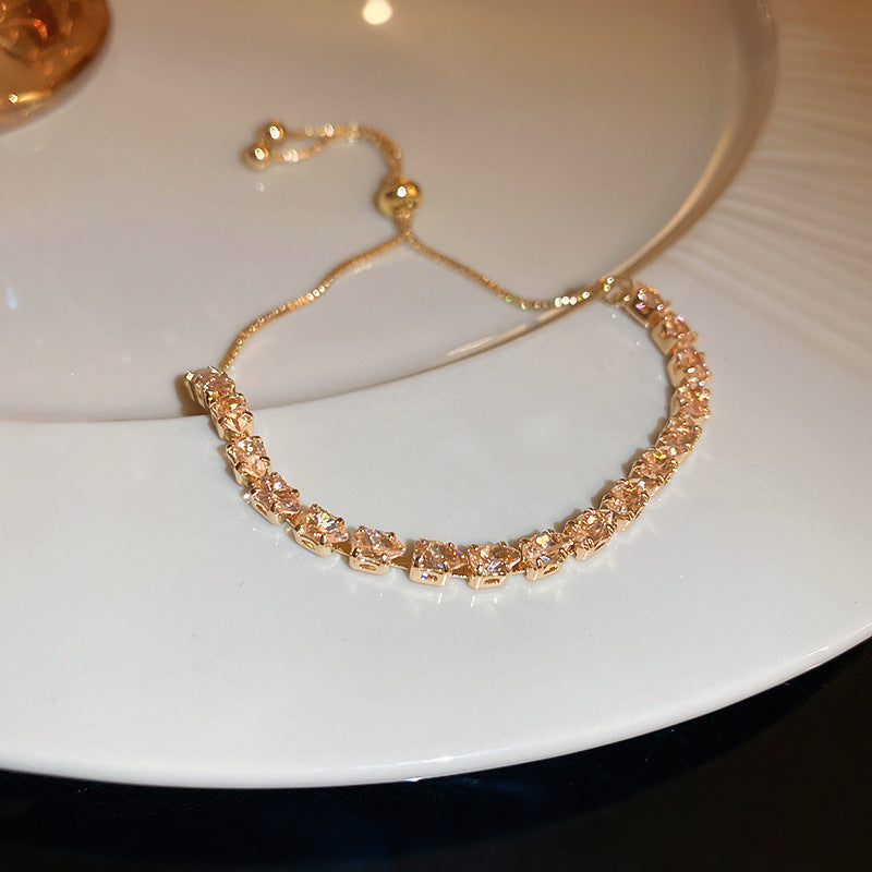 Luxury Elegant Geometric Alloy Plated Bracelet with Cubic Zirconia for Women