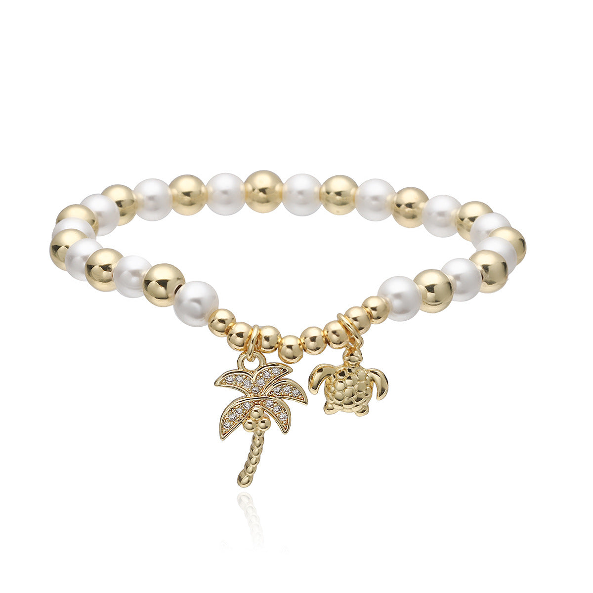 Minimalist Luxury Geometric Turtle Pendant Bracelet with Cubic Zirconia and Plated Finish for Women