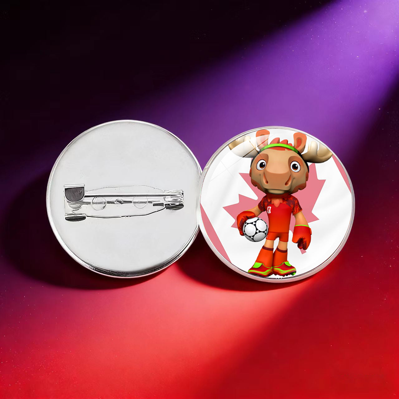Broche Charm de Barra Redondo Geométrico Chapado en Cristal Hecho a Mano para la Mascota del Mundial 2026