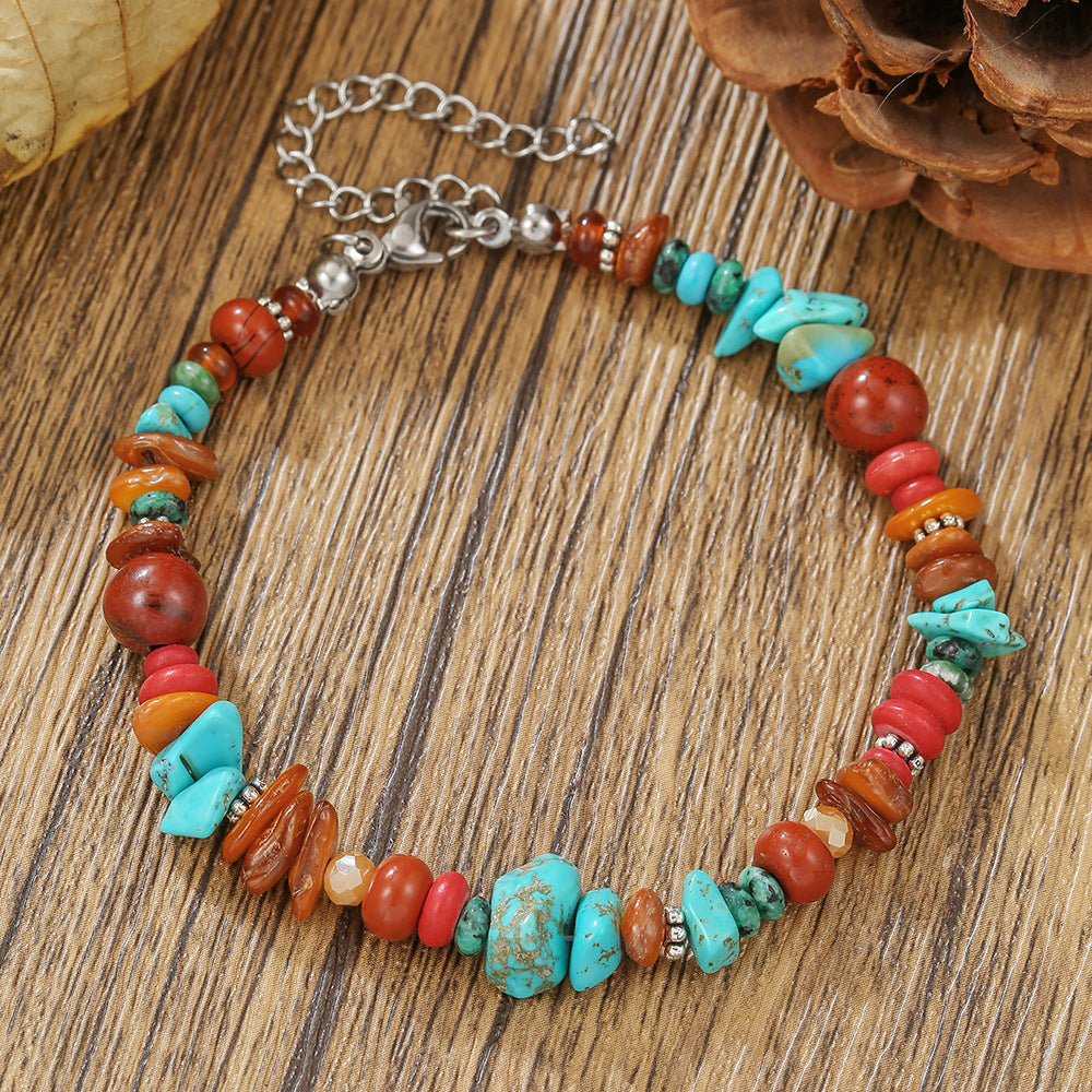 Handmade Geometric Round Irregular Turquoise Bracelet Unisex