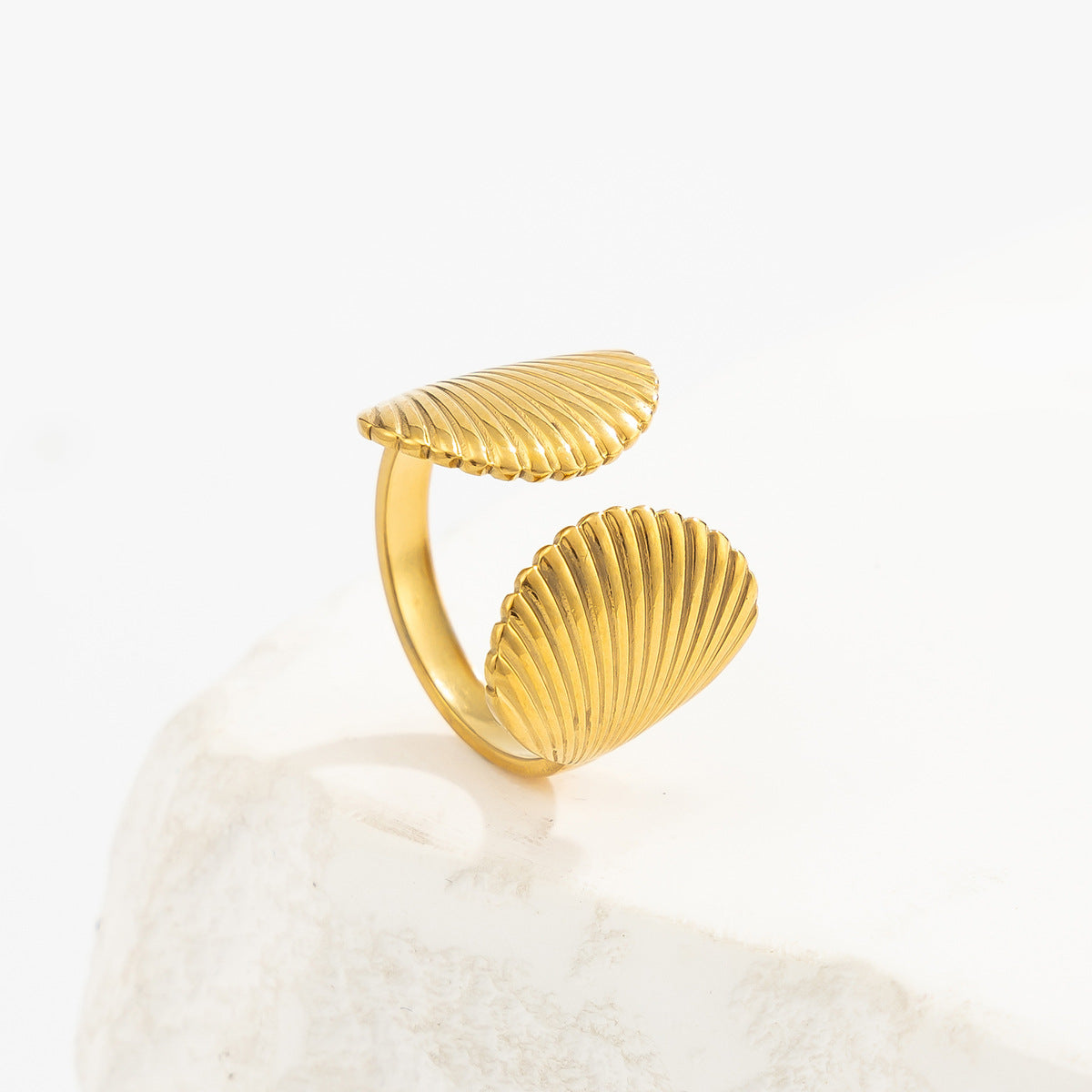 PVD 18K Gold Plated Stainless Steel Butterfly Geometric Open Ring for Women