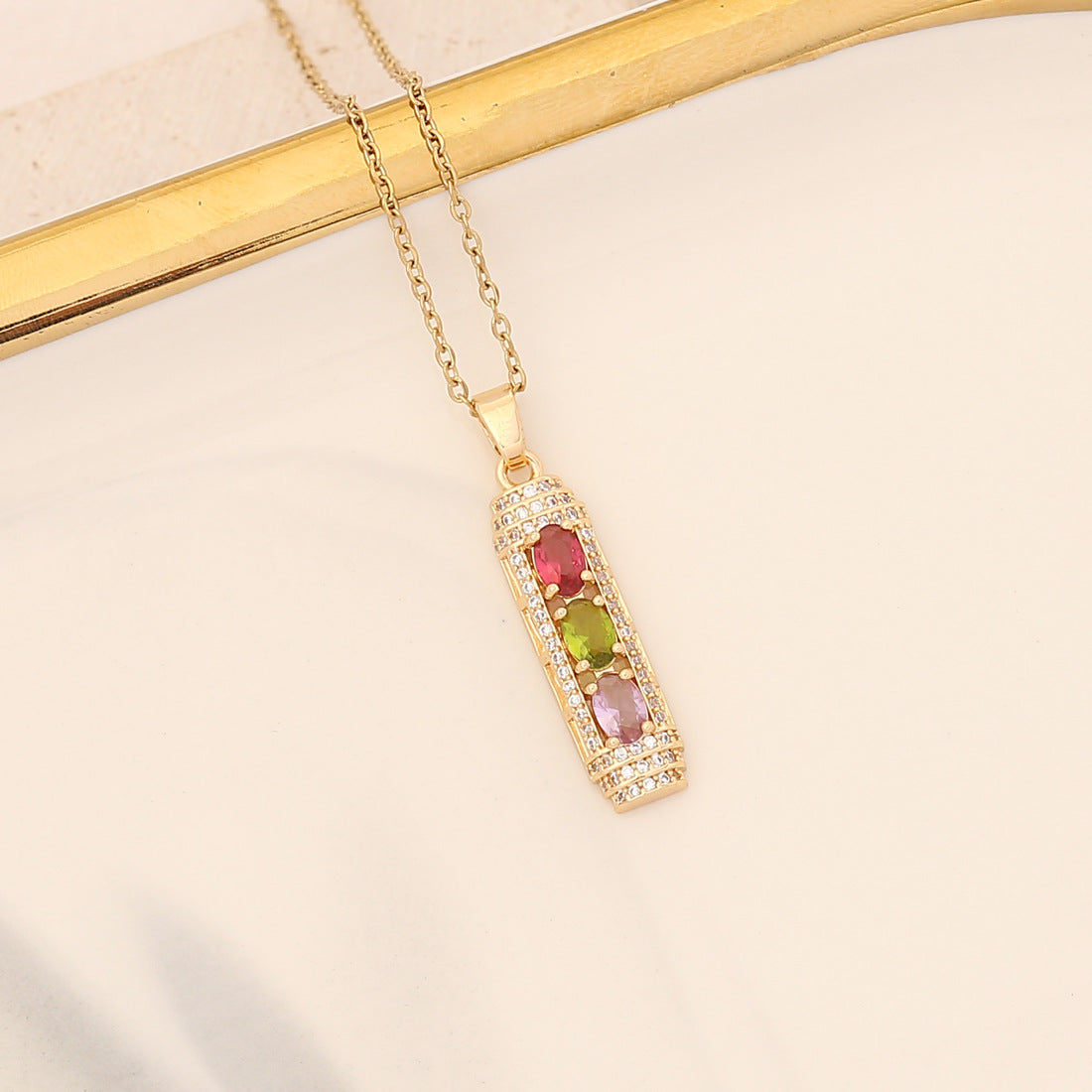 Elegant Floral Cubic Zirconia Plated Stainless Steel Necklace