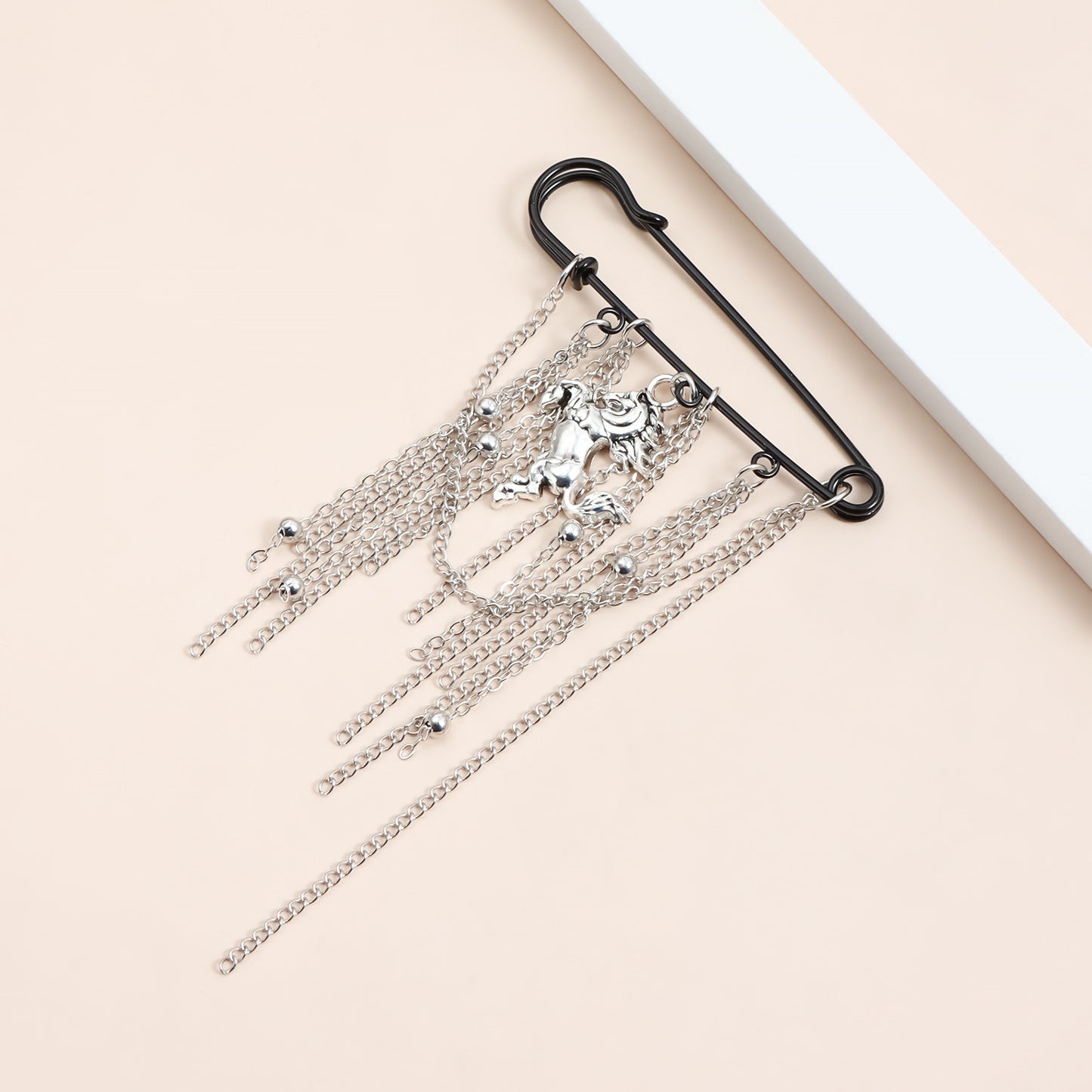 Geometric Two-Tone Alloy Plated Tassel Brooch for Women