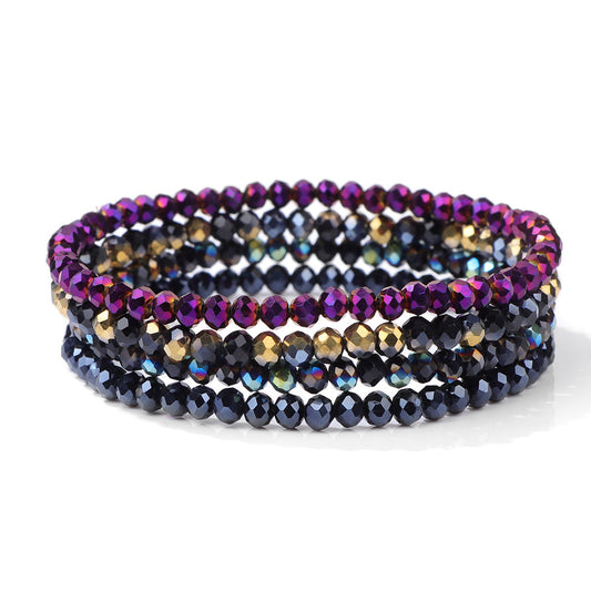 Sweet Geometric Crystal Bracelet with Cubic Zirconia Inlay Unisex Elastic String Bangle