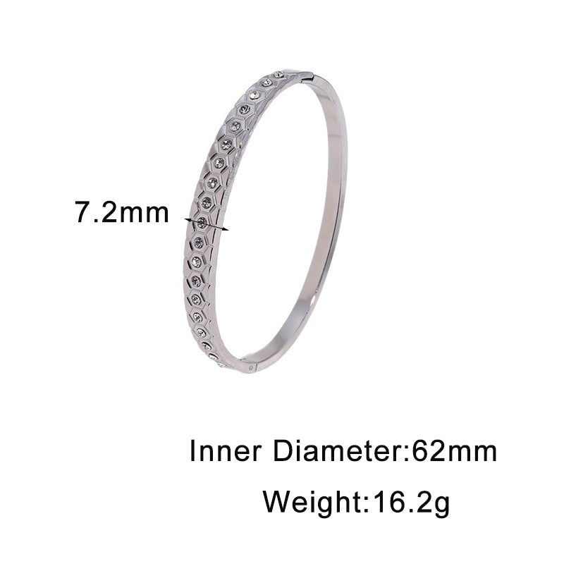 Minimalist Elegant Geometric Rhinestone Plated Stainless Steel Bracelet