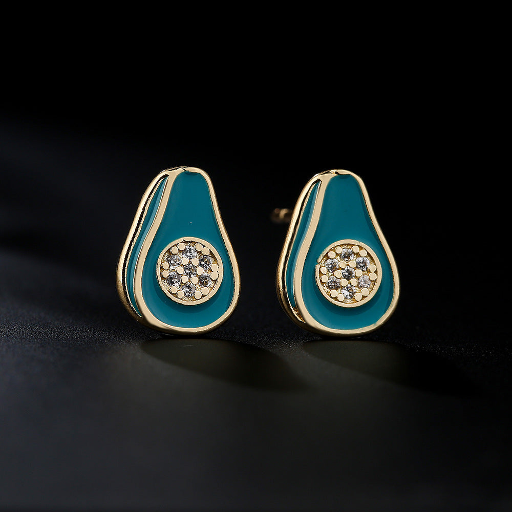 Orecchini a perno geometrici minimalisti e carini da donna in rame placcato oro 18 carati e intarsio di zirconi