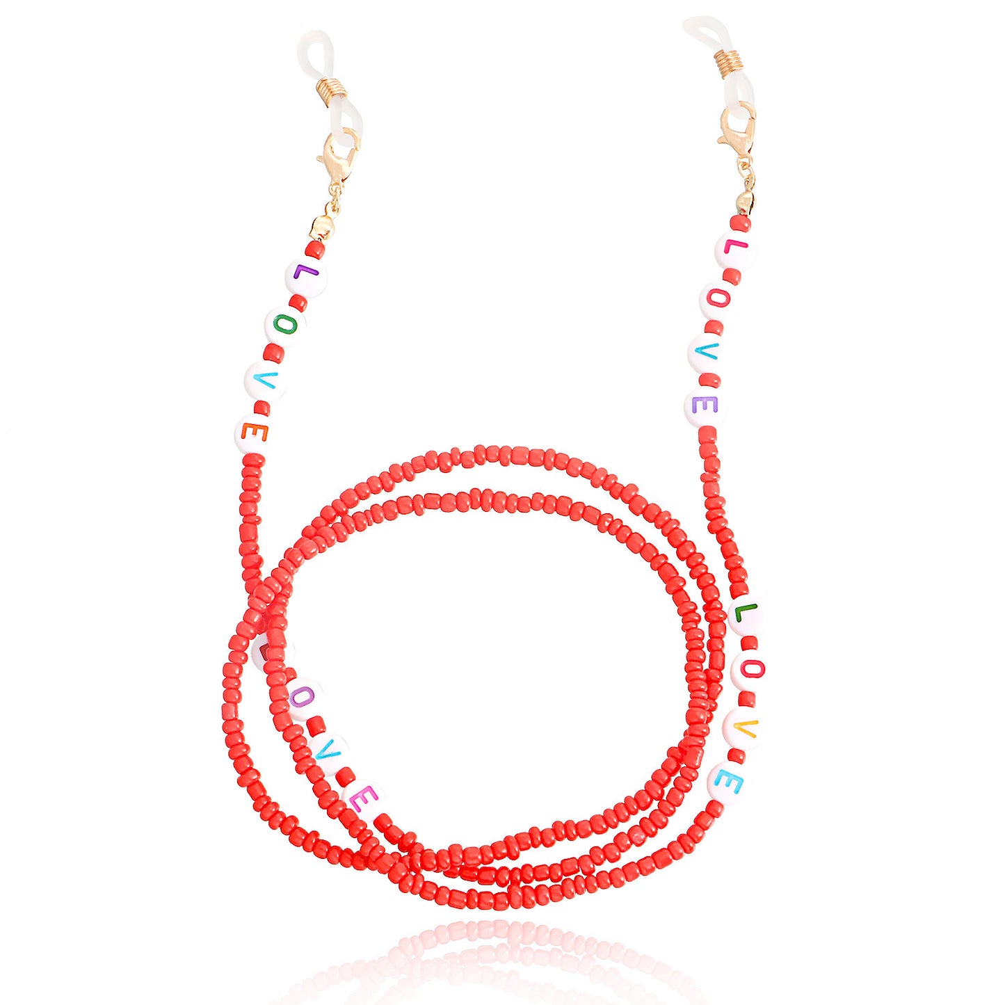 Bohemian Solid Color Letter Glass Beads Eyeglass Chain for Women