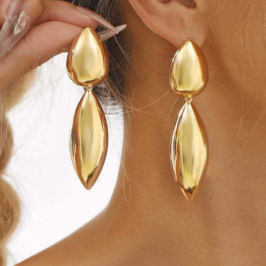 Orecchini Geometrici a Goccia in Ferro Elettroplaccato da Donna, Gioielli Minimalisti e Versatili
