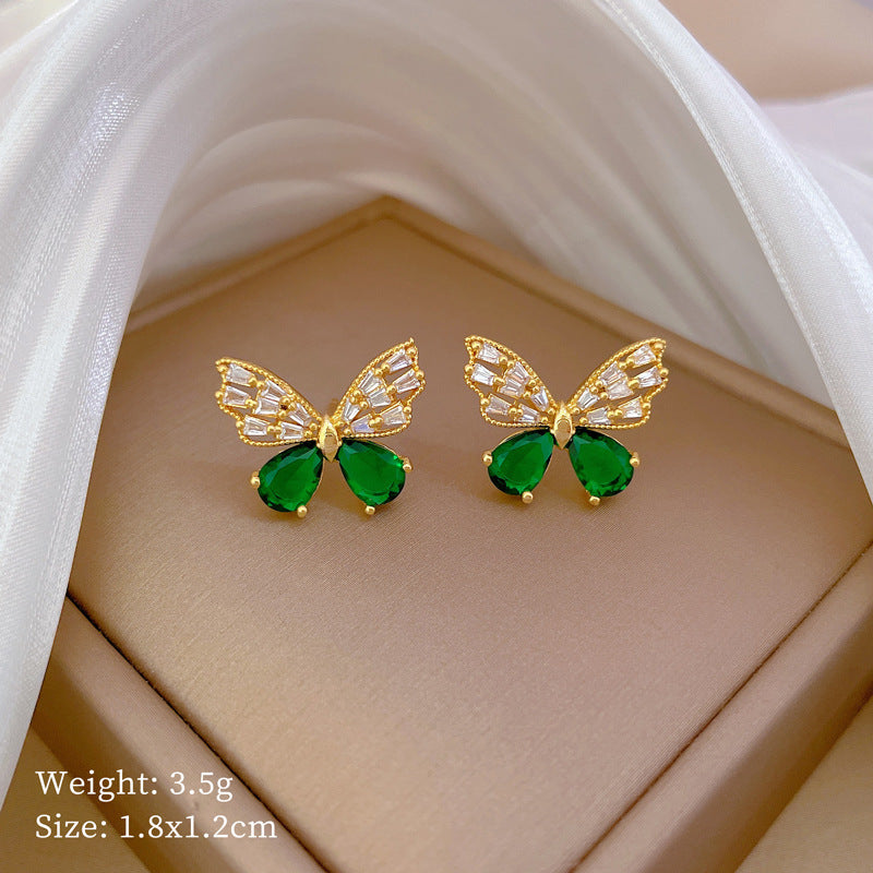 Elegant Titanium Steel Hollow Butterfly Necklace and Earrings Set with Micro-Pave Detailing for Women Luxury Party Jewelry